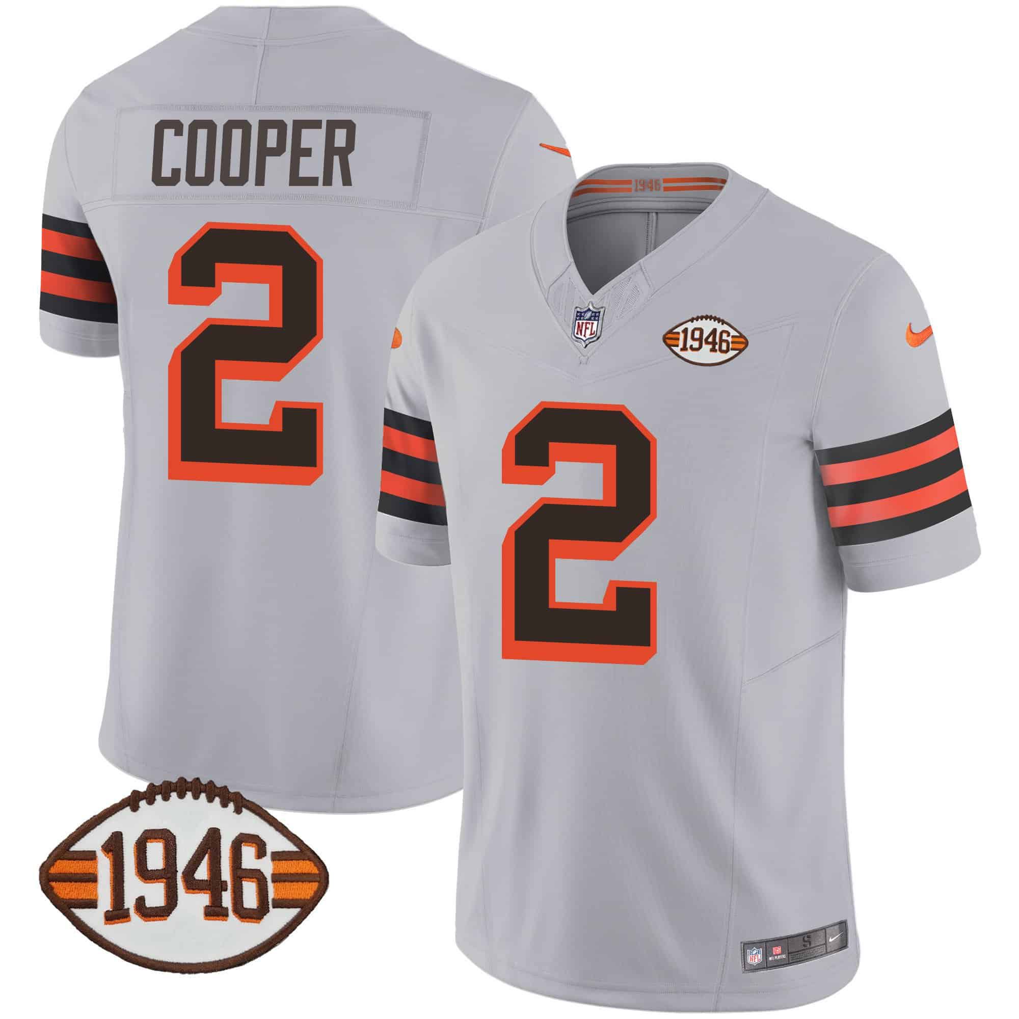 Men Cleveland Browns #2 Cooper Grey 1946 75th Anniversary Patch 2024 Nike NFL Jersey->indianapolis colts->NFL Jersey